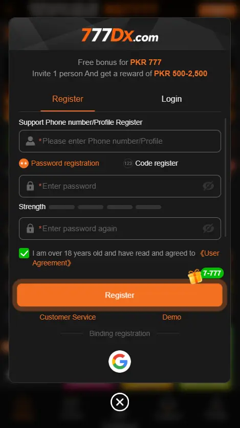 777dx register